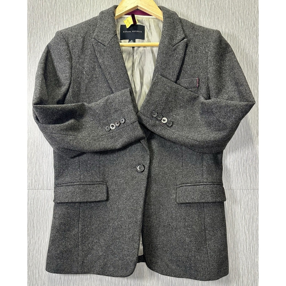 Banana Republic Gray Suit Size 12 Womens Wool Blend Lined Career Business - Picture 3 of 9